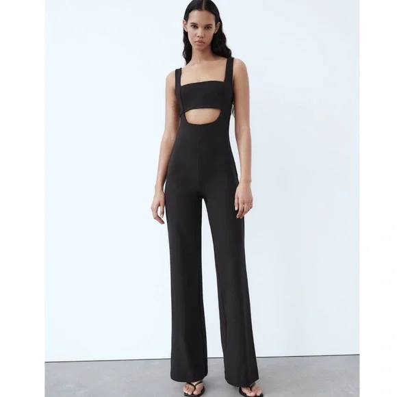 Zara Pants Jumpsuits Zara Cut Out Long Jumpsuit Poshmark